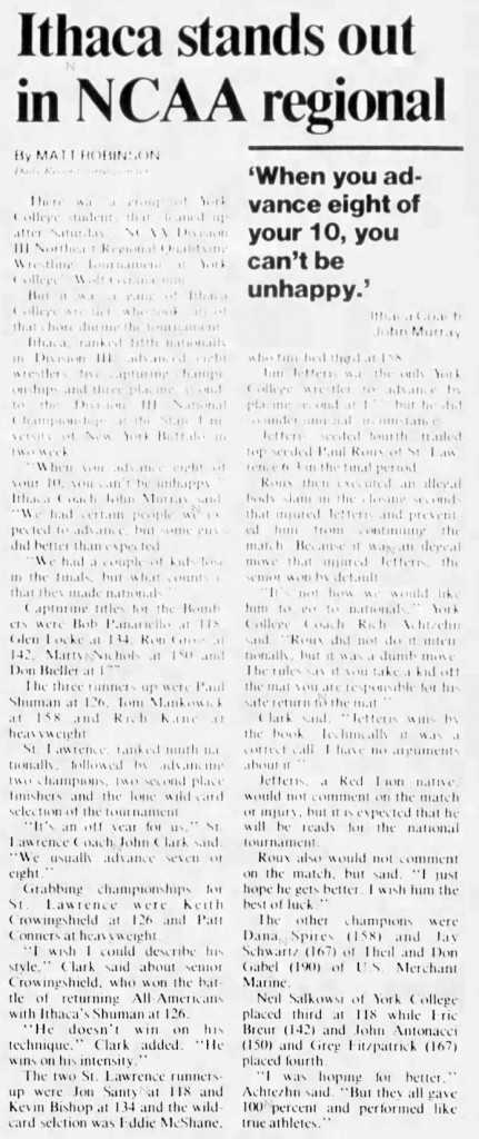 Ithaca stands out in NCAA regional