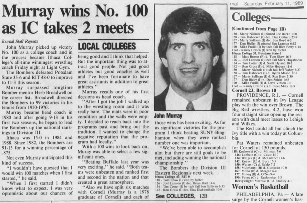 Murray wins No. 100 as IC takes 2 meets