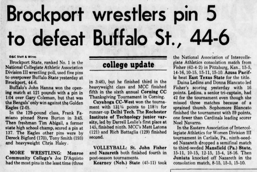 Brockport wrestlers pin 5 to defeat Buffalo, 44-6