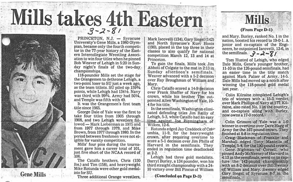 Mills takes 4th Eastern