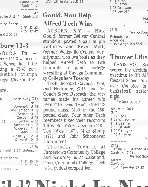 Gould, Mott Help Alfred Tech Wins