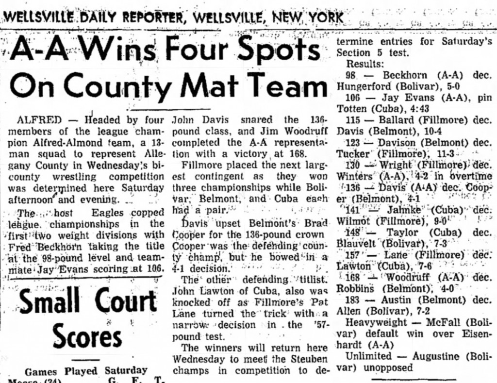 A-A Wins Four Spots On County Mat Team