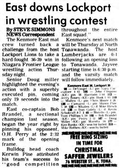 East downs Lockport in wrestling contest