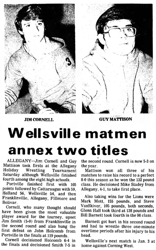 Wellsville matmen annex two titles