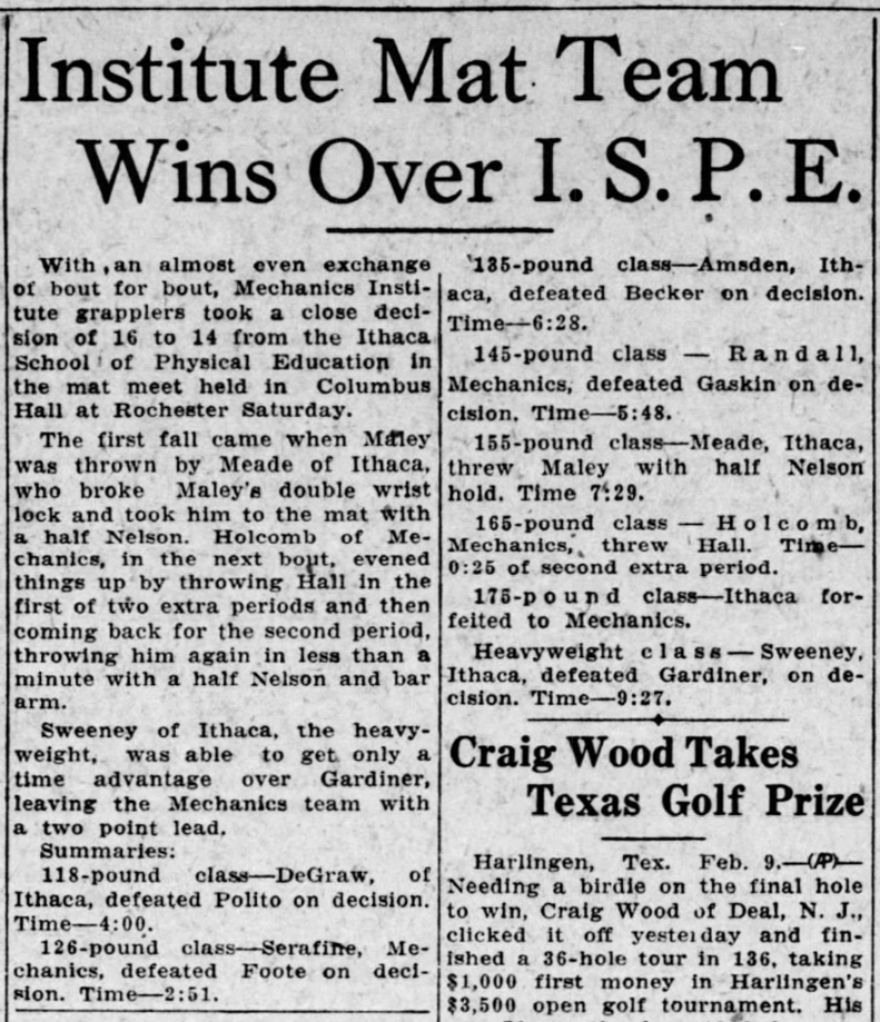 Institute Mat Team Wins Over I. S. P. E.