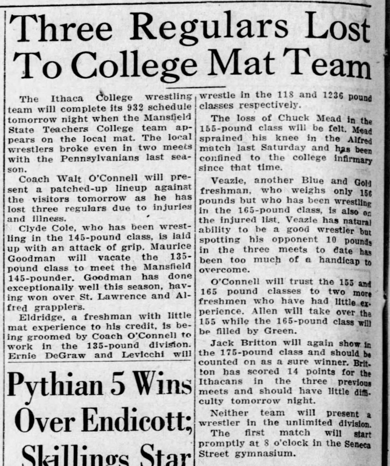 Three Regulars Lost To College Mat Team