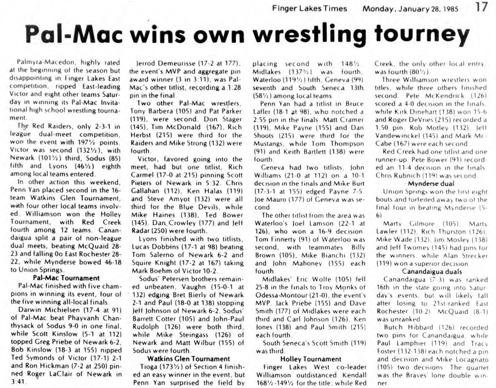 Pal-Mac wins own wrestling tourney