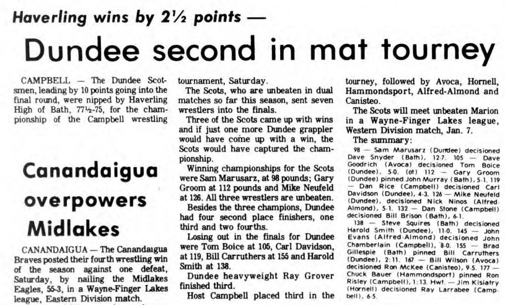 Dundee second in mat tourney