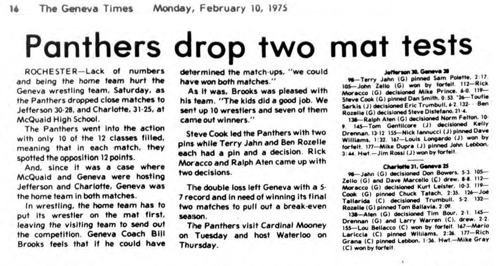 Panthers drop two mat tests