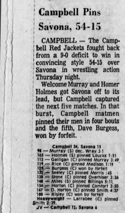 Campbell Pins Savona, 54-15