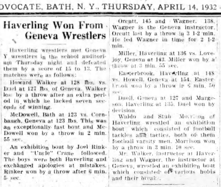Haverling Won From Geneva Wrestlers