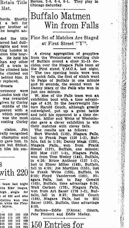 Buffalo Matmen Win from Falls