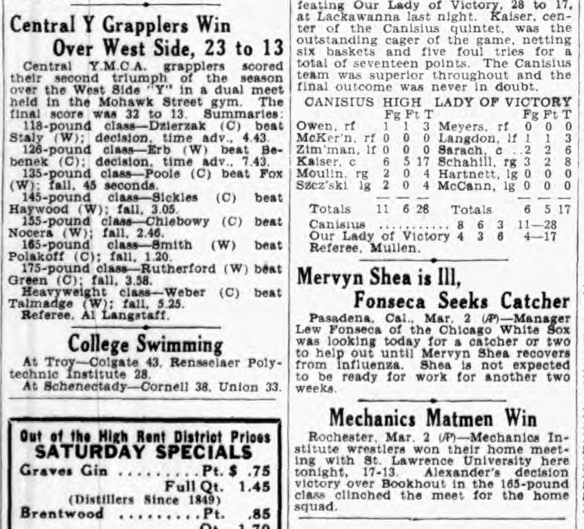 Central Y Grapplers Win Over West Side, 23 to 13