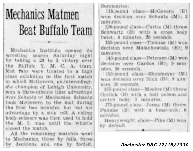 Mechanics Matmen Beat Buffalo Team