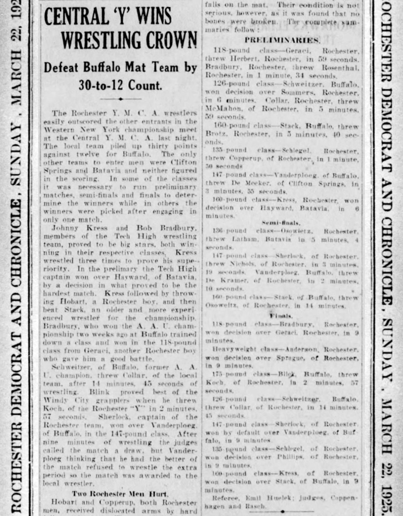 Central 'Y' Wins Wrestling Crown