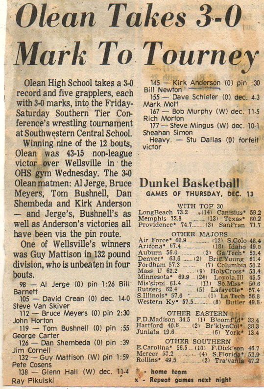 Olean Takes 3-0 Mark To Tourney