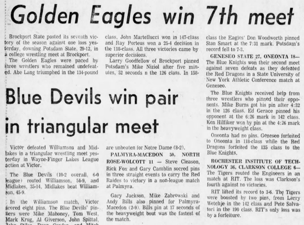 Geneseo State 27, Oneonta 18