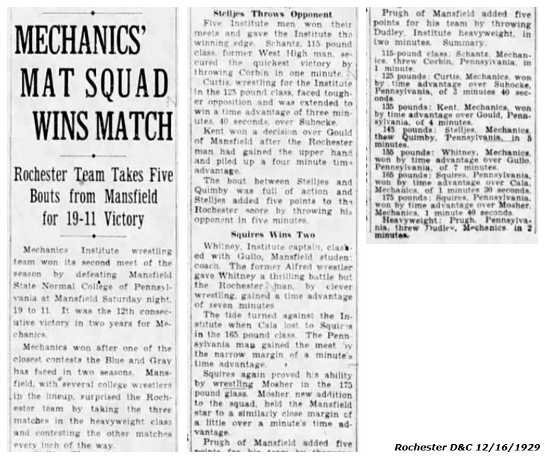 Mechanics' Mat Squad Wins Match