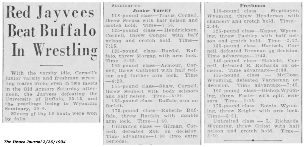 Red Jayvees Beat Buffalo in Wrestling