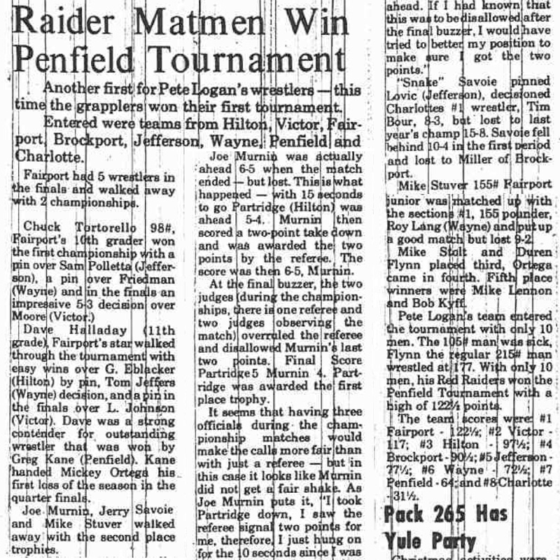 Red Raider Matmen Win Penfield Tournament