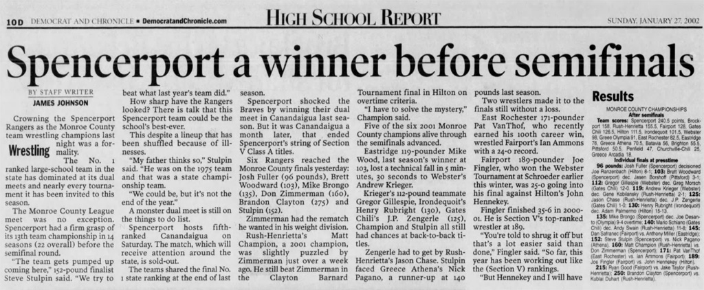 Spencerport a winner before semifinals