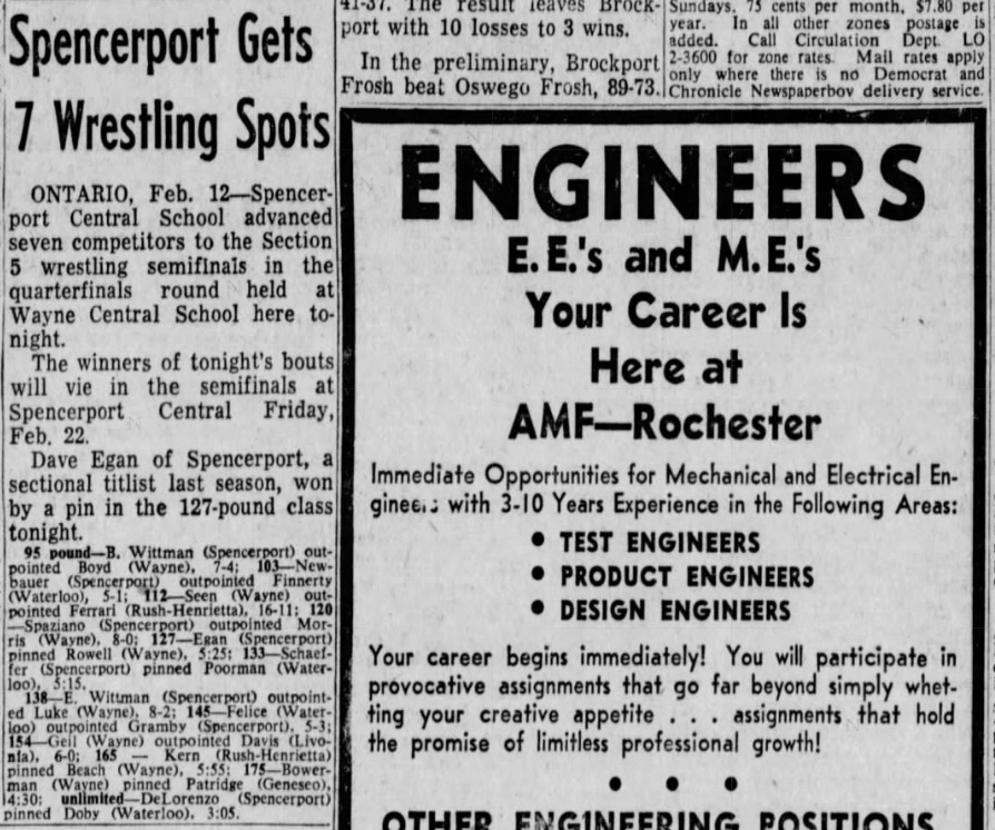 Spencerport Gets 7 Wrestling Spots