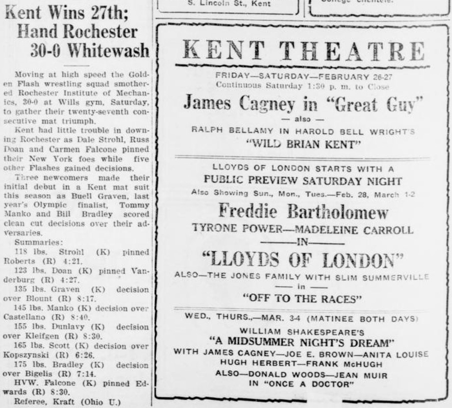 Kent Wins 27th; Hand Rochester 30-0 Whitewash