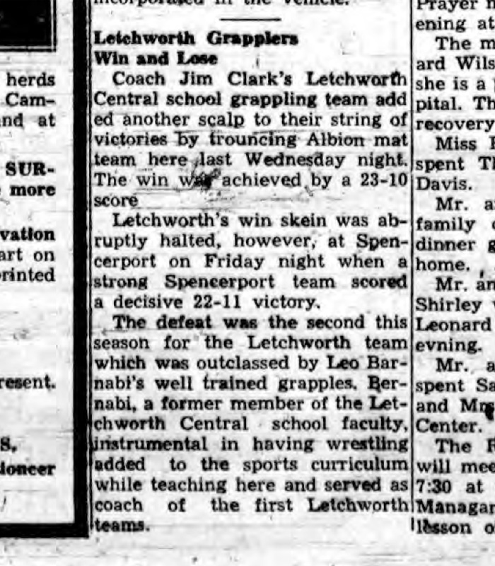 Letchworth Grapplers Win and Lose