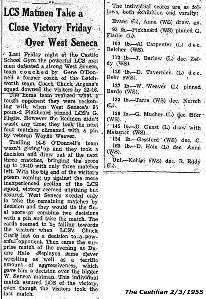 Letchworth Matmen Take a Close Victory Over West Seneca