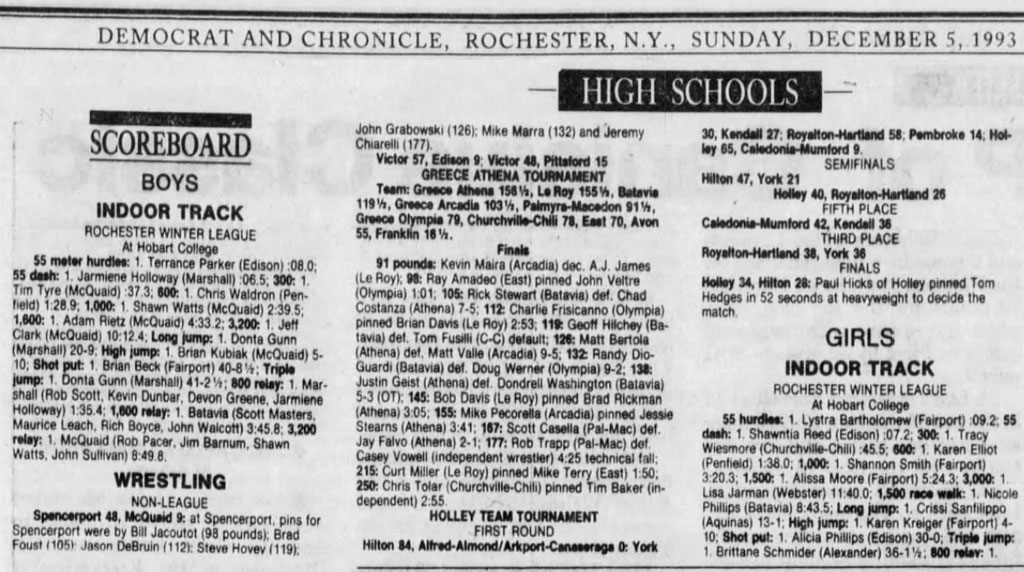 Spencerport 48, McQuaid 9