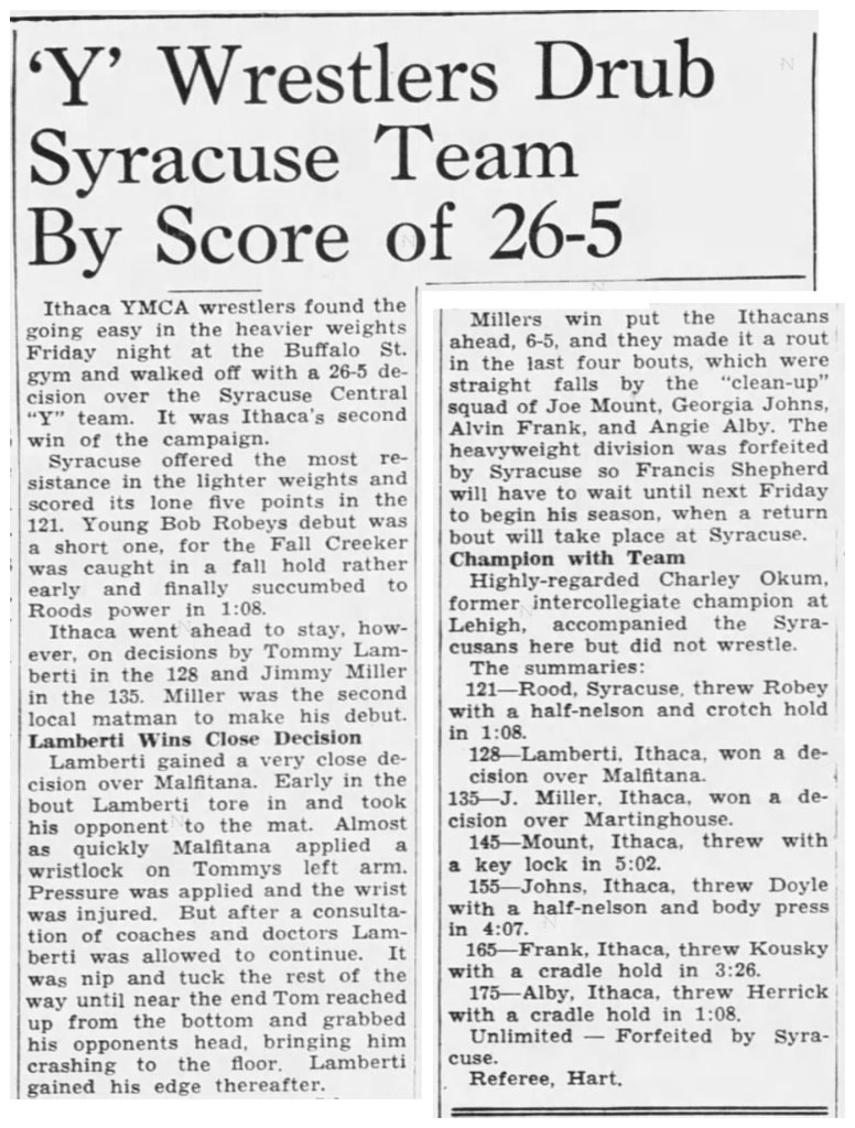 'Y' Wrestlers Drub Syracuse Team By Score of 26-5