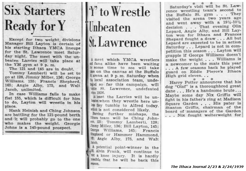 'Y' to Wrestle Unbeaten St. Lawrence