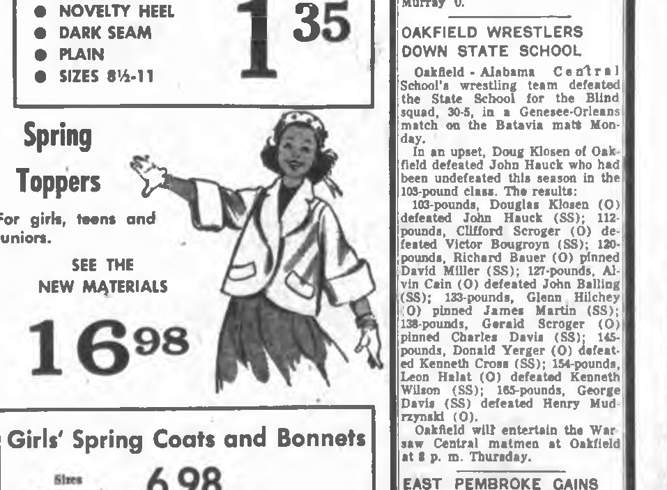 Oakfield Wrestlers Down State School