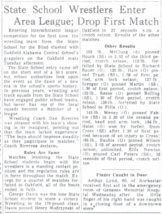 State School Wrestlers Enter Area League; Drop First Match