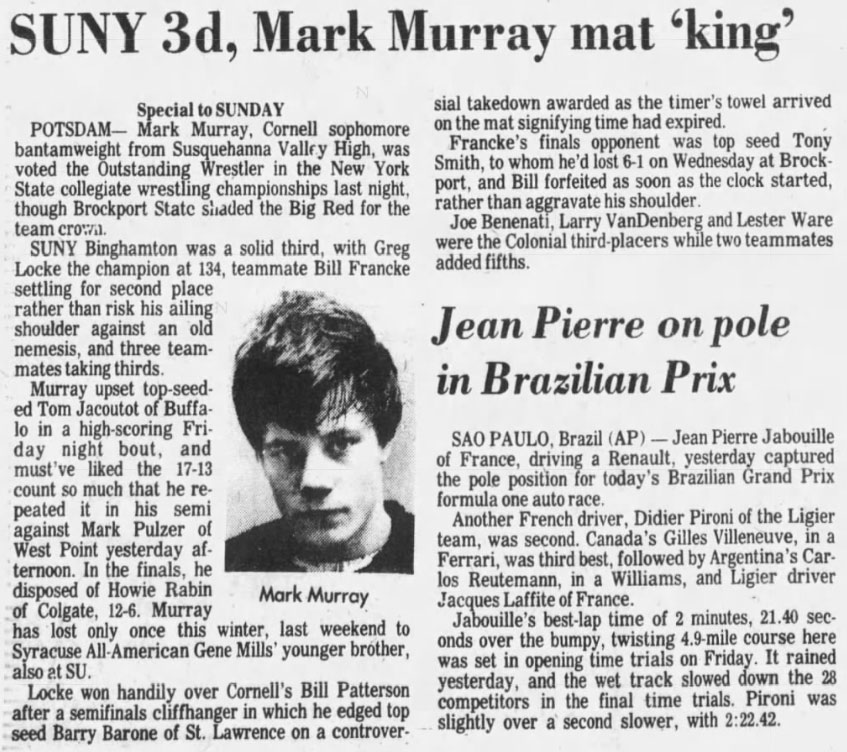 Binghamton 3rd, Mark Murray mat 'king'