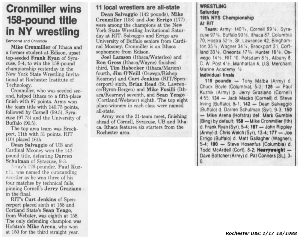 Cronmiller wins 158-pound title in NY wrestling