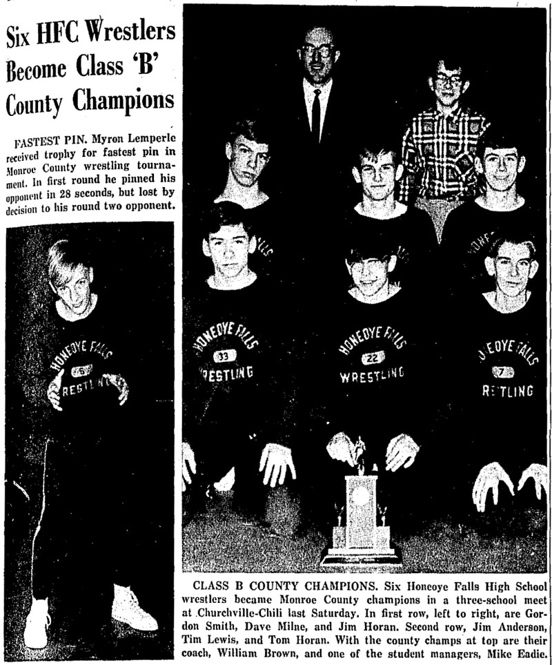 Six Honeoye Falls Wrestlers Become Class B County Champions