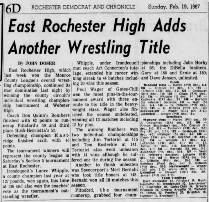East Rochester Adds Another Wrestling Title