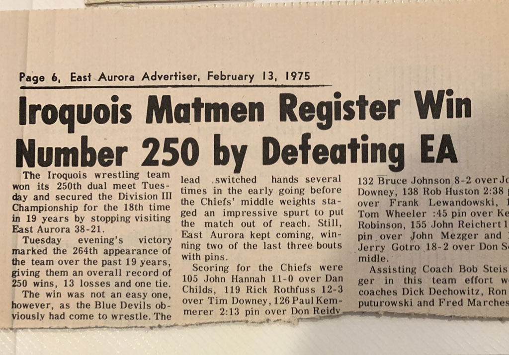 Iroquois Matmen Register Win Number 250 by Defeating EA