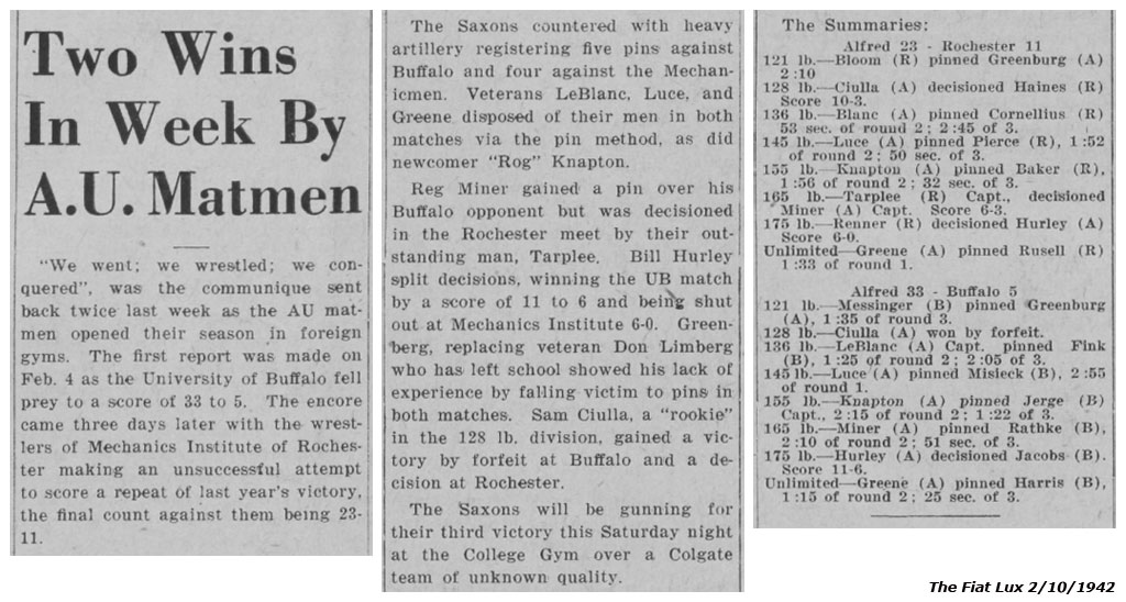 Two Wins in Week By A.U. Matmen