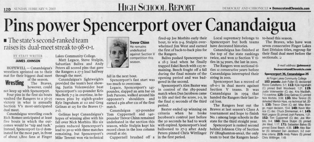 Pins power Spencerport over Canandaigua