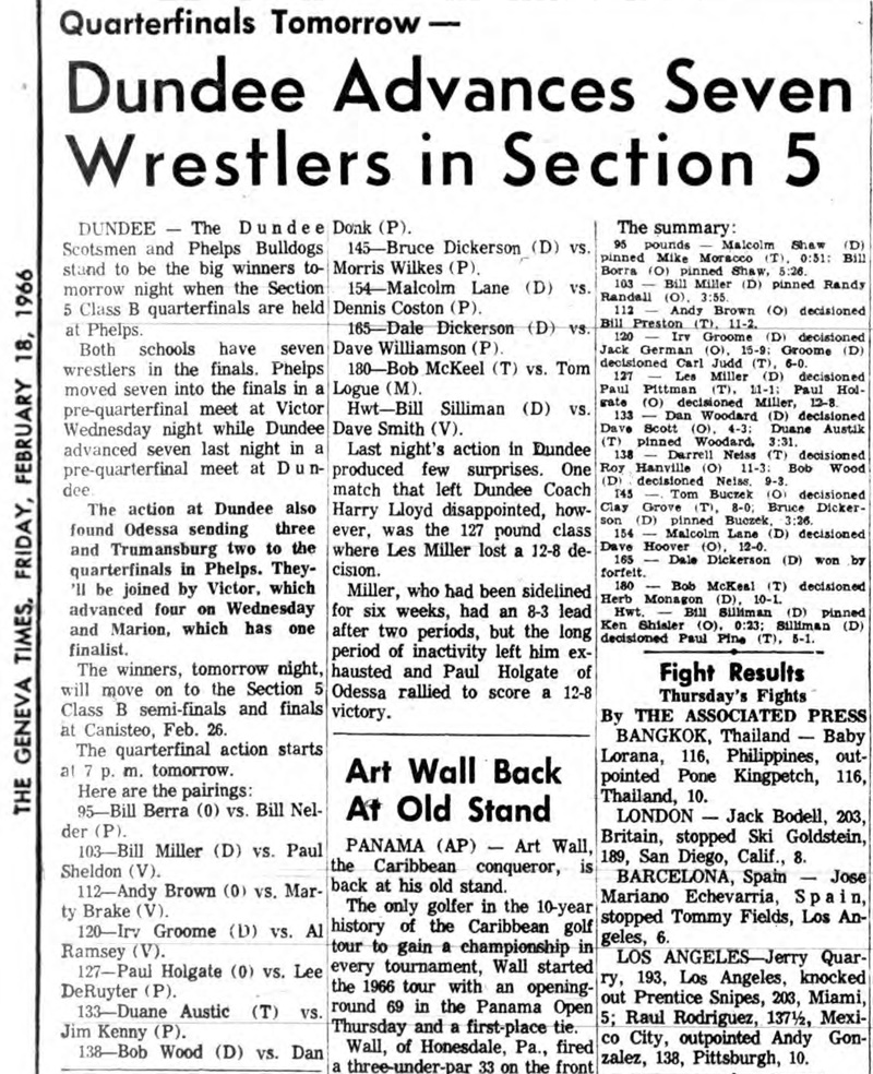 Dundee Advances Seven Wrestlers in Section 5