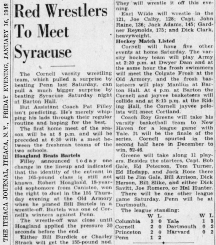 Red Wrestlers To Meet Syracuse