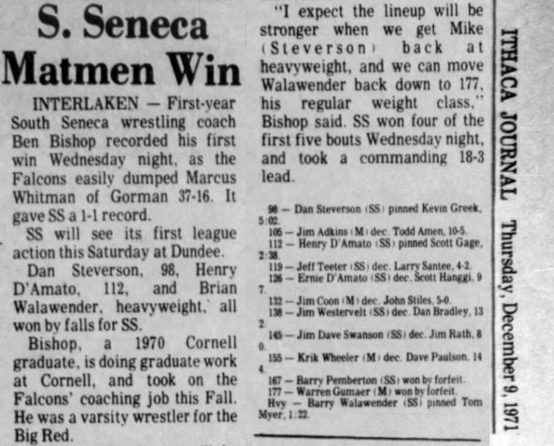 S. Seneca Matmen Win