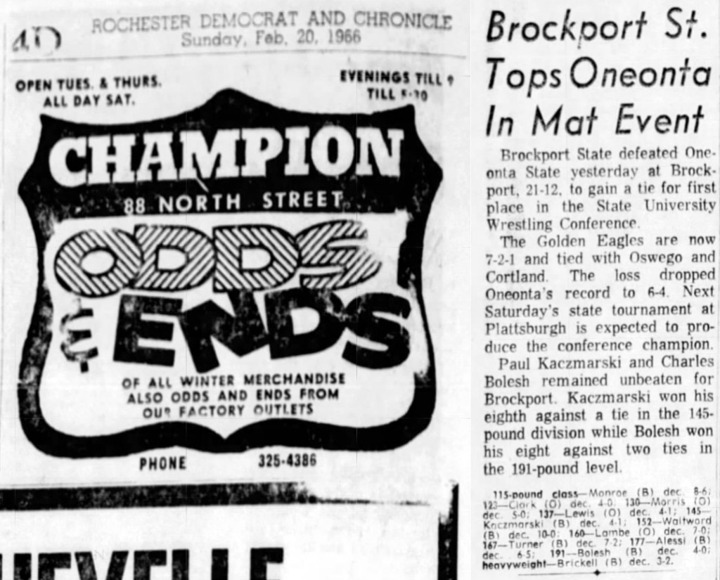 Brockport St. Tops Oneonta In Mat Event