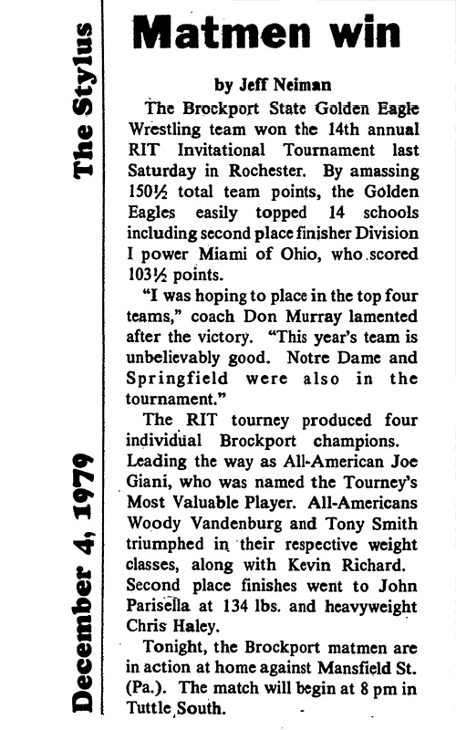 Brockport Matmen Win