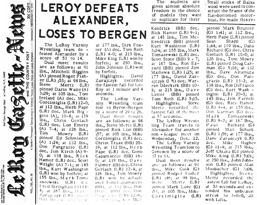 Le Roy Loses to Geneseo