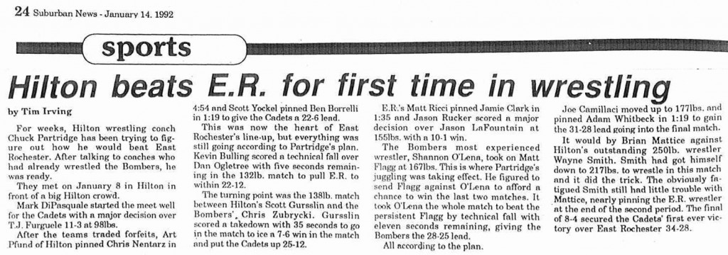 Hilton beats E.R. for first time in wrestling