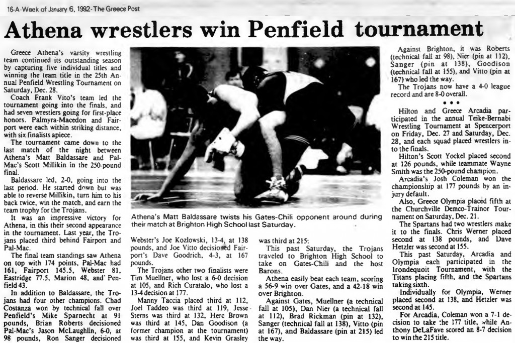 Athena wrestlers win Penfield tournament