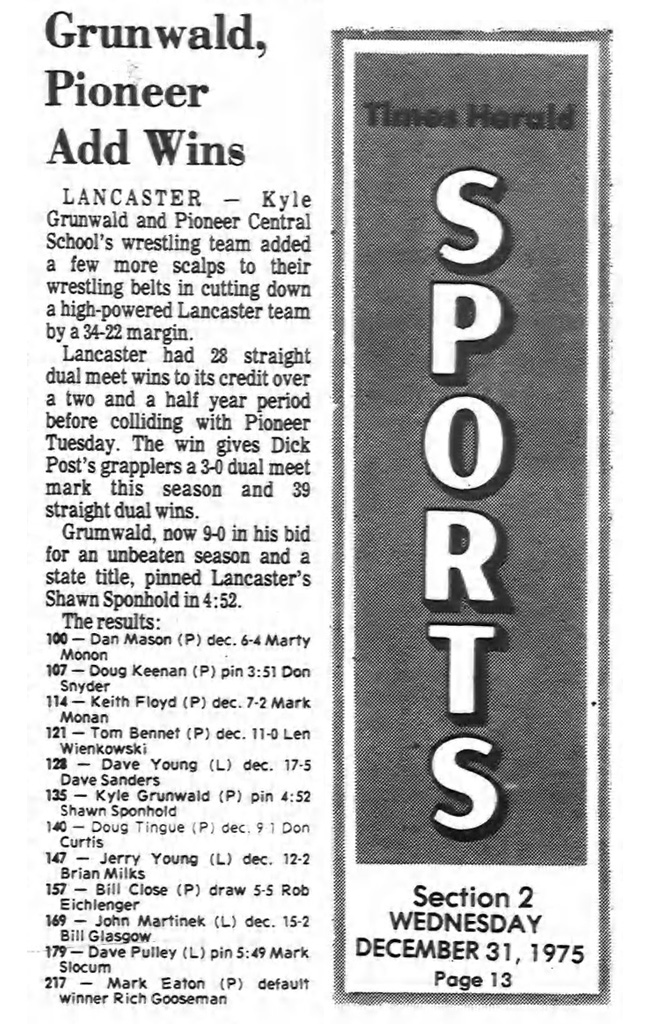 Grunwald, Pioneer Add Wins